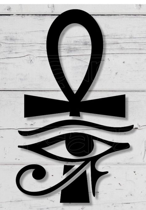 Ankh And Eye Of Ra Tattoo, Ankh And Eye Of Horus Tattoo Design, Juneteenth Tattoo Ideas, Eye Of Horus Ankh Tattoo, Ankh And Eye Of Horus Tattoo, Egyptian Art Drawing Symbols, Ankh Cross Tattoo, Egyptian Art Tattoo, Ankh Tattoo Women