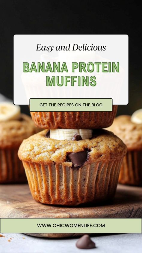 Banana Protein Muffins Banana Peanut Butter Protein Muffins, Vegan Banana Protein Muffins, Breakfast Muffins High Protein, Protein Shake Muffins, Protein Banana Chocolate Chip Muffins, High Protein Banana Oatmeal Muffins, Healthy Protein Banana Recipes, Banana Muffins With Protein Powder, Protein Banana Muffins Kodiak