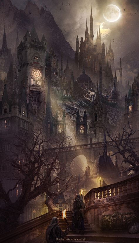 Bloodborne Art, Dark Castle, Rpg Map, Dark City, Fantasy City, Fantasy Castle, Bloodborne, Fantasy Setting, Fantasy Places