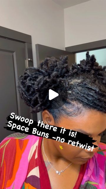 2 Buns Loc Style, Half Up And Half Down Loc Styles, Two Buns With Locs, Loc Space Bun Styles, Two Bun Loc Styles For Women, Space Buns On Locs, Space Buns With Locs, Easy Loc Updo Styles, Space Buns Loc Style