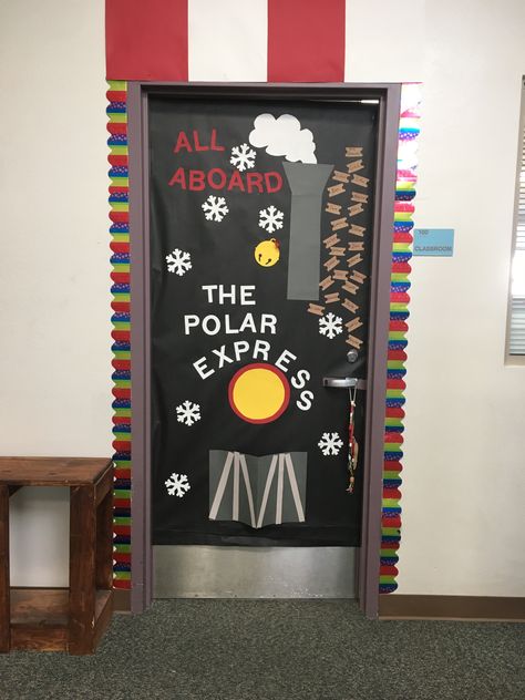 Christmas Door Decorations Polar Express, The Polar Express Classroom, Polar Express Door Decorations Classroom, Polar Express Classroom Door, Headstart Crafts, Classroom Door Decorations Christmas, Polar Express Door Decorations, Polar Express Classroom, Polar Express Door