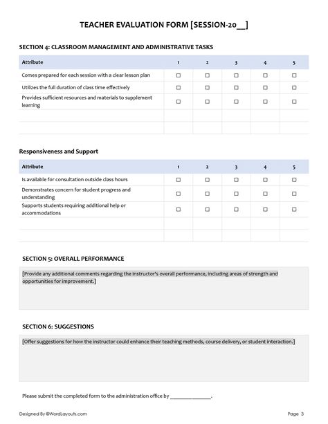 Teacher Evaluation Form, High School Resume Template, Student Feedback, Teacher Evaluation, Performance Appraisal, Evaluation Form, Create A Resume, Feedback For Students, Free Teacher