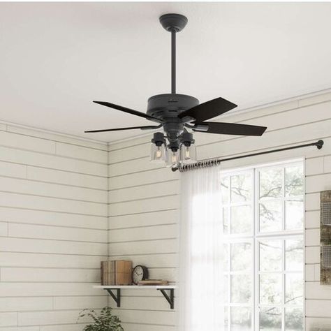 Traditional Black Ceiling Fan, Black Ceiling Fan In Living Room, 44 Inch Ceiling Fan With Light, Matte Black Ceiling Fan With Light, Hunter Ceiling Fans With Light, Black Ceiling Fans With Light, Modern Farmhouse Ceiling Fan With Light, Black Ceiling Fan Bedroom, Black Ceiling Fan Living Room