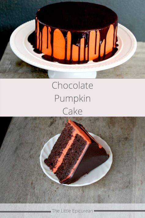 Pumpkin Chocolate Cake, Chocolate Pumpkin Cake, Recipes For Entertaining, Spiced Buttercream, Eclair Recipe, Best Chocolate Desserts, Chocolate Pumpkin, Halloween Cake, Holiday Foods