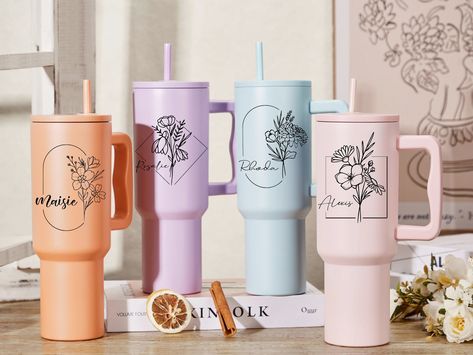 40 Oz Tumbler,Birth Flower Tumbler,Personalized Tumbler,Custom 40oz Tumbler,Tumbler with Straw This Tumbler comes with a straw and handle and has a capacity of 40OZ.Made of high quality Stainless Steel with a stylish design. Unique birthday flower and name design makes it the perfect companion in your life; add style to your life with our customizable glasses and make every sip unforgettable! This Tumbler double-wall insulation will keep your drink cold or hot for hours.The compatible cup holder Flower Tumbler, Birthday Flower, 40 Oz Tumbler, Tumbler With Handle, Birthday Cup, Unique Birthday, Tumbler Personalized, 40oz Tumbler, Personalized Tumbler