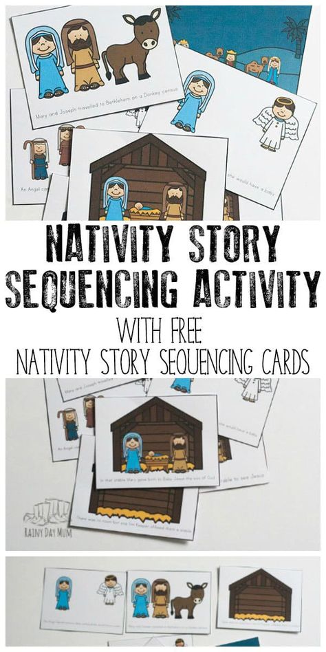 Help your child understand the Christian meaning behind Christmas with this Nativity Story Sequencing Activity with FREE Nativity Story Cards to use. #Nativitystory #ChristmasLearning #Rainydaymum Nativity Activity, Christmas Sunday School, Jesus Nativity, Christmas Learning, Preschool Christmas Activities, Nativity Story, Sequencing Cards, Christmas Teaching, Christmas Crafts For Toddlers