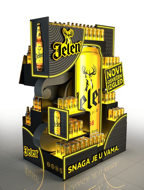 Jelen beer Display on Behance Beer Display, Beer Stand, Pallet Display, Pos Design, Bakery Design Interior, Retail Design Display, Pos Display, Billboard Design, Wine Display