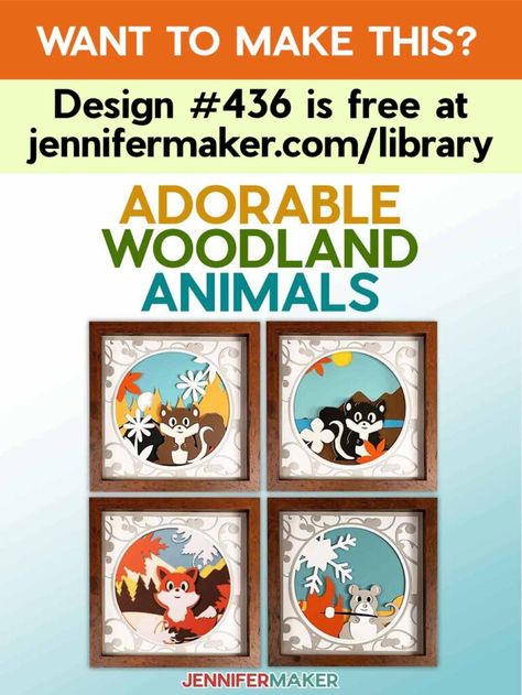 Woodland Animals Svg Free, Free Shadow Box Svg Files For Cricut, Free Shadow Box Svg Files, Animals In Spring, 3d Svg Files, Barn Animals, Woodland Animal Nursery, Maker Project, Winter Background