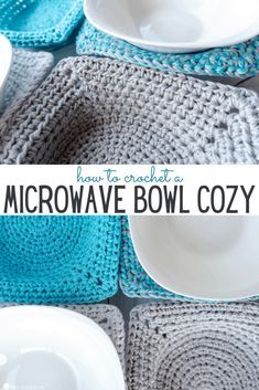 Bowl Cozy Crochet, Crochet Potholder Patterns, Microwave Bowl Cozy, Crochet Bowl, Crochet Hot Pads, Cozy Crochet Patterns, Crochet Cozy, Quick Crochet Patterns, Potholder Patterns