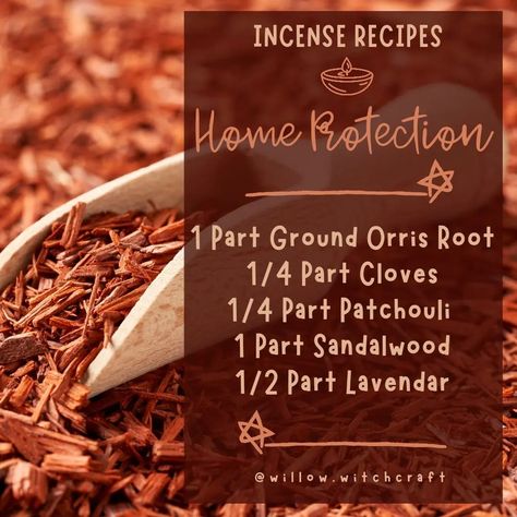 Incense Recipes ~ Home Protection Incense Blend. You don't always need to buy incense sticks. The beauty of loose incense is that you can add whatever you like. These recipes today are just ideas. Base recipes. You can add or take away whichever you like. The important thing to remember is that it has to be personal to you. Loose incense can be burned over a coal disc or an oil burner. #todaysposts ##topicoftheday #incense #looseincense #looseincenseblends #incenserecipes #homeprotectio... Incense Blend Recipes, How To Use Incense, Loose Incense Recipes, Magick Recipes, Protection Incense, Incense Diy, Incense Recipes, How To Make Incense, Homemade Incense