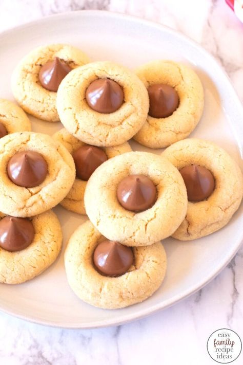 Hersey Kiss Cookies, Thumbprint Cookies Hershey Kiss, Peanut Butter Kiss Cookies Recipe, Family Recipe Ideas, Elf Poop, Kiss Cookies Recipe, Christmas Thumbprint, Cookies Thumbprint, Baking Corner