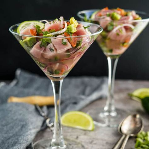 Recipe For Ceviche, Tuna Ceviche Recipe, Ceviche Recipes, Raw Sushi, Tuna Ceviche, Ceviche Recipe, Fresh Tuna, Eating Light, Ahi Tuna