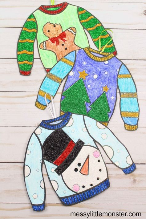 diy ugly sweater ornament Christmas Sweater Template, Ugly Christmas Sweater Template, Sweater Template, Jacket Template, Easy Christmas Tree Decorations, Diy Christmas Tree Decorations, Christmas Art Projects, Night Owls, Christmas Tree Decorations Diy