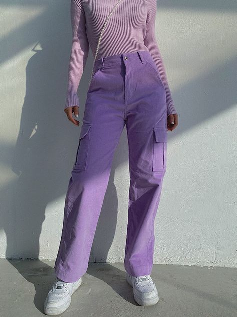 Mode Purple, Mode Mantel, Mode Shoes, Vetements Clothing, Cool Winter, Purple Pants, Purple Outfits, Mode Ootd, Baggy Pants