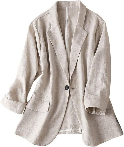 Absolutely perfect for fall season! Linen Suits Women, Ladies Suit, Summer Blazer, Formal Blazer, Beige Blazer, Suit Coat, Linen Suit, Linen Jacket, Women Formals