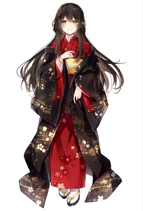 Oc Manga, Classic Clothes, Red Kimono, Anime Kimono, Kimono Outfit, Anime Black Hair, Girls With Black Hair, Manga Picture, Kimono Design