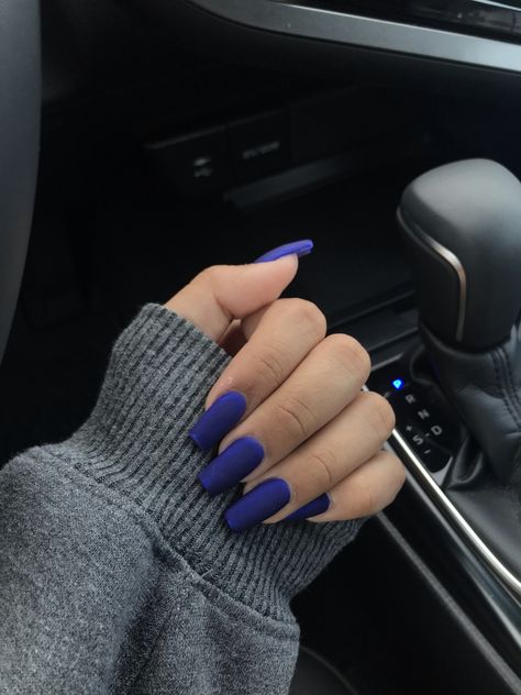 Royal/glitter blue i got a matte top coat on 😍 French Nails Matte, Blue Nails Matte, Blue French Nails, Blue Acrylics, Royal Blue Nails, Nails Matte, Matte Top Coat, Blue French, Matte Nails