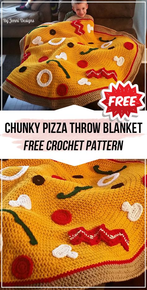 Crocheting Tutorials, Easy Crochet Blanket Pattern, Pizza Blanket, Crochet Blanket Border, Crochet Blanket Pattern Easy, Easy Crochet Blanket, Crochet Pillows, Crochet Blanket Pattern, Beginner Crochet Projects