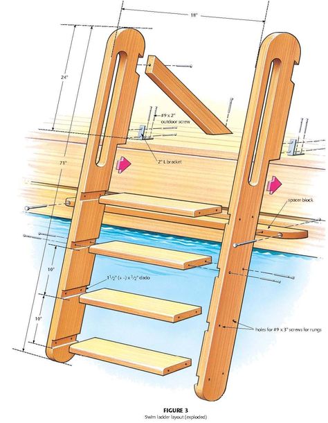 Diy Wood Ladder, Build A Loft, Wooden Step Ladder, Ship Ladder, Oberirdische Pools, Ladder Stairs, Free Shed Plans, Pool Ladder, Diy Ladder