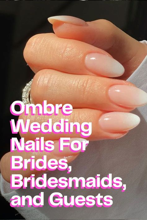 20 Trendy and Timeless Ombre Wedding Nails For Brides, Bridesmaids, and Guests Popular Wedding Nails, Nails For Bridesmaid Simple, Wedding Nails On Natural Nails, Wedding Nails Spring, Simple Bridesmaids Nails, Simple Maid Of Honor Nails, Ombré Anc Nails, Simple Nails Wedding Guest, Wedding Day Nails For Bridesmaids