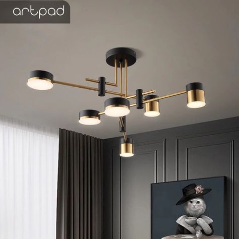 Bedroom Chandelier Modern, Pendant Lamps Bedroom, Chandelier Lighting Modern, Metal Light Fixture, Bedroom Pendant, Modern Minimalist Living Room, Led Light Fixtures, Chandelier Bedroom, Ceiling Chandelier