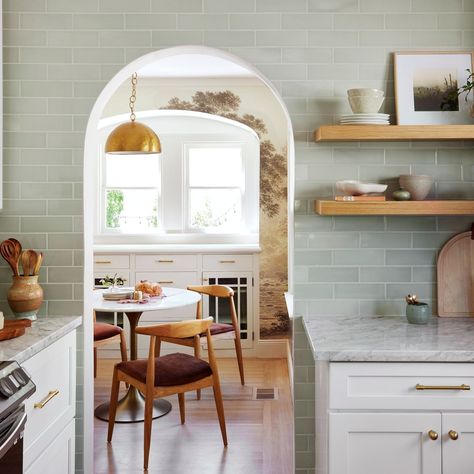 Fireclay Tile (@fireclaytile) • Instagram photos and videos Modern Farmhouse Kitchen Backsplash, Green Tile Backsplash, Hearth Tiles, Farmhouse Kitchen Backsplash, Fireclay Tile, Tile Kitchen, Fire Clay, Green Cabinets, Brick Tiles