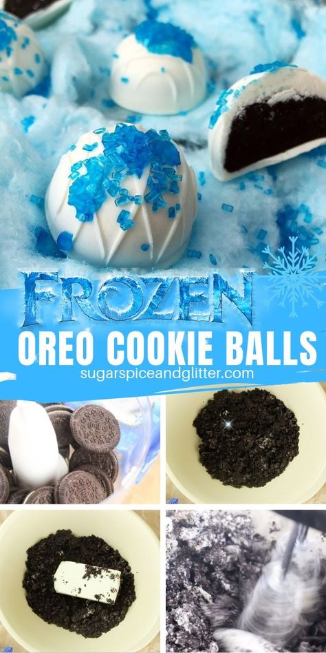 Frozen Birthday Party Food, Frozen Party Food, Winter Wonderland-party, Frozen 3rd Birthday, Frozen Birthday Party Decorations, 4de Verjaardag, Oreo Cookie Balls, Elsa Birthday Party, Frozen Bday Party