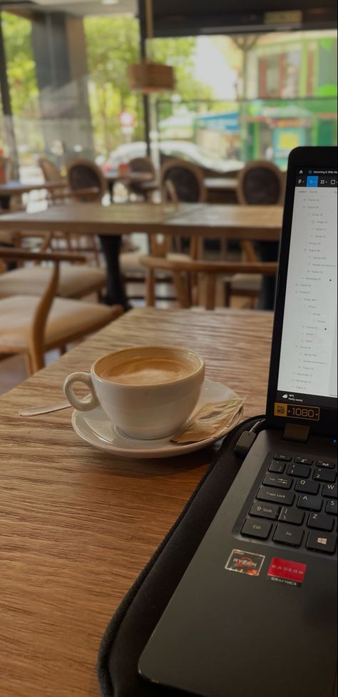 Coffee next to a laptop Coffee At Work Aesthetic, Working Coffee Shop Aesthetic, Work Aesthetic Office Coffee, Work In Coffee Shop Aesthetic, Work Cafe Aesthetic, Getting Work Done Aesthetic, Work In Coffee Shop, Working From Coffee Shop, Working In A Coffee Shop Aesthetic