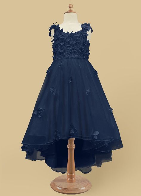 Navy Flower Girl Dress, Navy Blue Flower Girl Dresses, Blue Flower Girl Dress, Navy Flower Girl, Navy Blue Girls Dress, Flower Girl Dresses Navy, Bohemian Chic Weddings, Flower Girl Dresses Blue, Girls Blue Dress