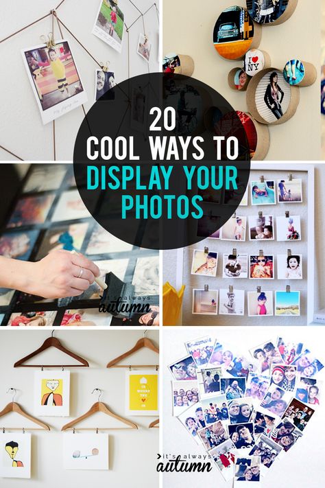 20 cool ways to display your photos. DIY photo display ideas. #itsalwaysautumn #photodisplay #diyphotoframes #diyphotodisplay Diy Photo Display Ideas, Photo Display Ideas, Diy Photo Wall, Photo Collage Diy, Diy Photo Display, Collage Diy, Diy Photo Frames, Picture Boards, Diy Picture Frames