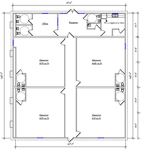 Daycare Floor Plans Layout Day Care, Daycare Center Layout Floor Plans, Barndominium Daycare, Small Daycare Floor Plans, Daycare Blueprints, Daycare Layout Floor Plans, Daycare Building Plans, Home Daycare Layout, Daycare Center Layout