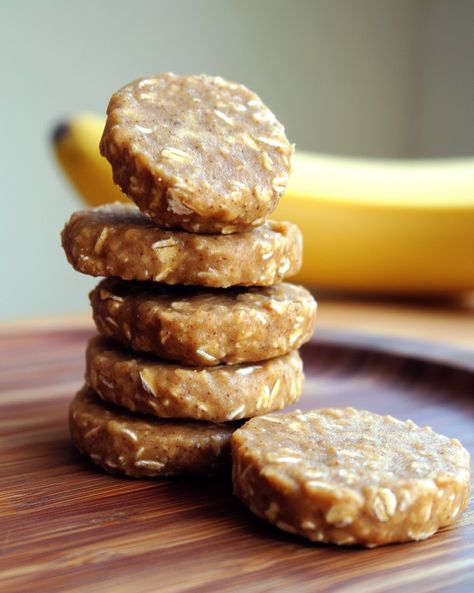 Peanut Butter & Banana Chews for Dogs are healthy, easy treats your dog will love! Try this simple recipe today. Subscribe for more! Dog Treats Homemade Banana Peanut Butter, Peanut Butter Banana Treats For Dogs, Pb Banana Dog Treats, No Bake Peanut Butter Dog Treats, Banana Peanut Butter Dog Treats, Dog Treat Recipes Easy, Peanut Butter Banana Dog Treats, Banana Dog Treat Recipe, No Bake Dog Treats