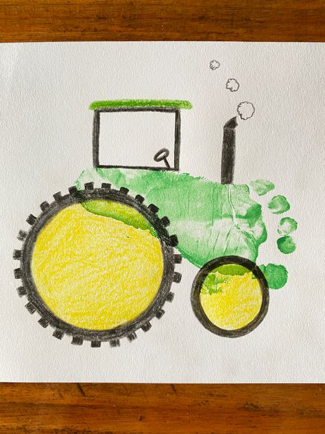 Tractor Craft, Tractor Crafts, Farm Animal Crafts, Farm Craft, Farm Preschool, Footprint Crafts, Farm Activities, Farm Crafts, Foot Print