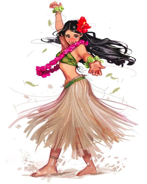 Polynesian Drawing, Hawaiian Character Design, Hawaiian Oc, Dance Reference Poses, Native Character, Mermay 2024, Hawaiian Mermaid, Hawaiian Warrior, Anime Hawaiian