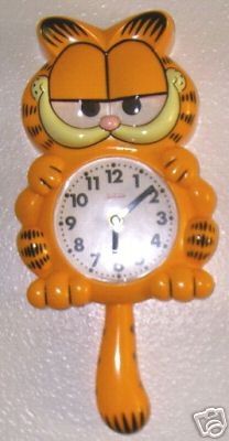 Garfield wall clock with swinging tail Fat Orange Cat, Rooms Decoration, Garfield Pictures, Garfield Images, Moving Eyes, Garfield Cat, Pendulum Wall Clock, Dream Room Inspiration, House Room