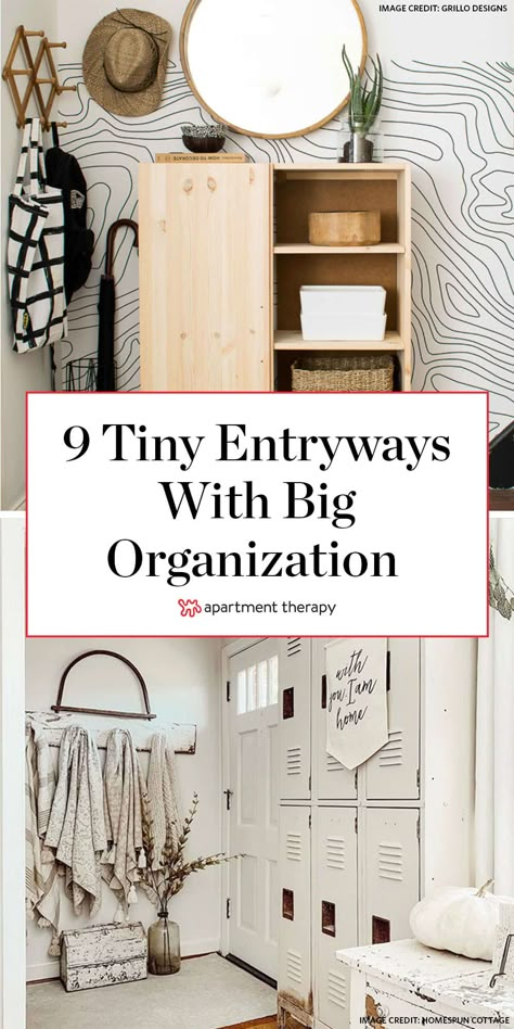 Storage Ideas for Small Entries - Smart Organization for Small Entryways | Apartment Therapy Small Entryway Organization, Entryway Storage Ideas, Entryway Apartment, Tiny Entryway, Nordic Winter, Mudroom Organization, Apartment Entryway, Mudroom Entryway, Small Entryways