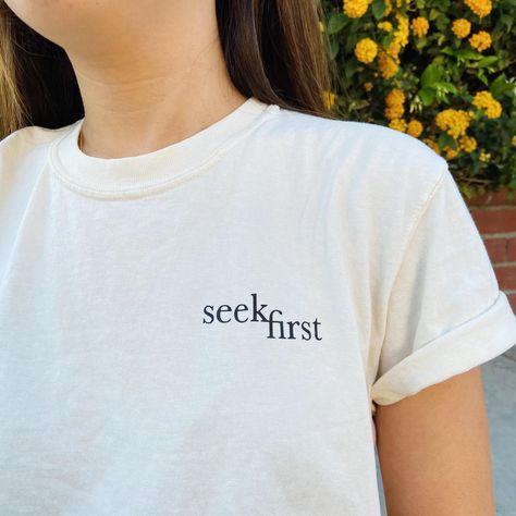 Seek First The Kingdom of God Vintage Christian Unisex T-Shirt, Comfort Colors Tee, Religious Shirt, faith apparel, inspirational gift by HeyMiriDesigns on Etsy Merch Shoot, Simple Shirt Design, Seek First The Kingdom, Faith Apparel, Christian Shirts Designs, Trendy Shirt Designs, Kingdom Of God, Faith Clothing, Comfort Colors Tshirt