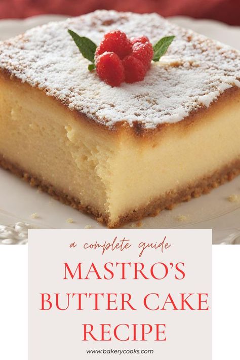 Mastro's Butter Cake Recipe is a decadent dessert featuring a moist, buttery cake topped with a rich vanilla bean ice cream and a drizzle of warm butter sauce. The cake's simplicity belies its incredible flavor, making it a beloved indulgence for dessert lovers seeking a delightful treat to satisfy their sweet cravings. Mastros Butter Cake Recipe, Buttercake Dessert, Dense Cake Recipe, Brown Butter Cake Recipe, Mastros Butter Cake, Vanilla Butter Cake, Butter Pecan Cake, Bean Ice Cream, Gooey Butter