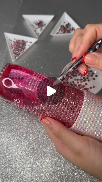 Pamela Torres on Instagram: "Can’t wait to finish this one 😍 @soldejaneiro #48 🩷 • • • • #explorepage #trending #viral #bling #bedazzling #handmade #reels #trendingreels #behindthescenes #processvideo #bedazzled #whatsinmybag #soldejaneiro" How To Bedazzle, Bedazzled Ideas, Things To Bedazzle, Bedazzling Ideas, Bedazzled Stuff, Bedazzled Bottle, Alcohol Bottle Crafts, Diy Rhinestone Crafts, Bling Bottles