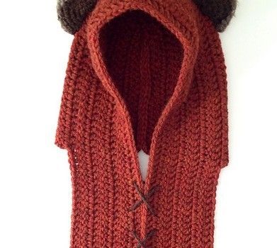 [Free Pattern] Quick And Awesome Ewok Inspired Crochet Scoodie - Knit And Crochet Daily Star Wars Crochet, Crochet Stars, Hooded Scarf, Berets, Knit Or Crochet, Crochet Hat, Crochet For Kids, Crochet Scarves, Crocheted Item