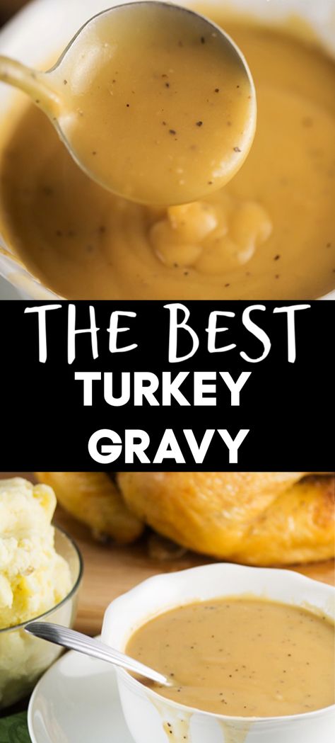 Perfect Turkey Gravy Recipe with instructions to make it with or without drippings. All you need is butter, flour, black pepper, chicken or turkey stock and/or drippings! Perfect for feeding a crowd on Thanksgiving! Best Turkey Gravy Recipe, Gravy Thanksgiving, Best Turkey Gravy, Turkey Gravy Recipe, Black Pepper Chicken, Thanksgiving Food Sides, Perfect Turkey, Best Thanksgiving Recipes, Thanksgiving Dinner Recipes