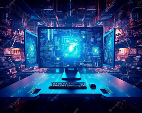 Futuristic Computer, Futuristic Interior, Image 3d, Computer Setup, Lost City, Computer, Lost, Map, Lighting