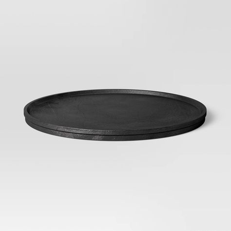 Cast Metal Round Tray - Threshold™: Aluminum Decorative Platter, Not for Food Service | Target Tray For Kitchen Table, Black Tray Coffee Table, Black Tray Decor, Round Tray Decor, Black Marble Tray, Thrifting Inspiration, Table Tray Decor, Dads Room, Black Tray