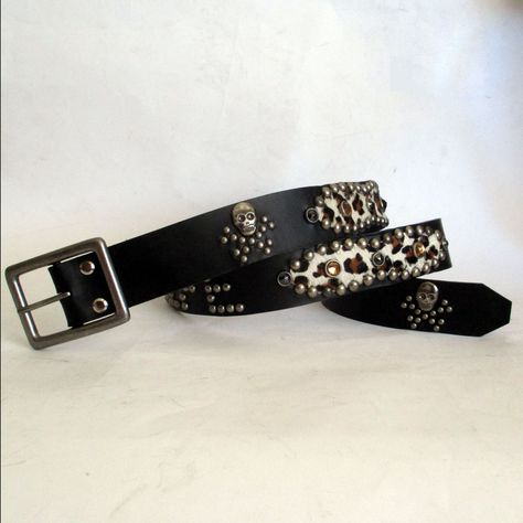 Studded jeweled Rockabilly belt with Leopard inlays Belts Design, Rockabilly Accessories, Style Moodboard, Vintage Mens Fashion, Clown Makeup, Belt Design, Mens Fashion Streetwear, Studded Belt, Psychobilly