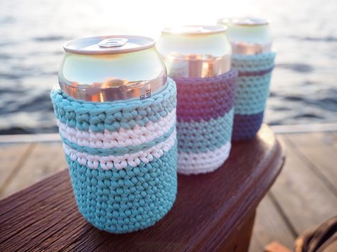 Crochet Beer Cozy, Crochet Can Cozy, Crochet Beer, Beer Cozy, Can Cozy, Cozy Pattern, Cozy Crochet Patterns, Crochet Cozy, Hand Crochet Baby Blanket