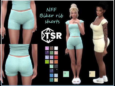 Sims 4 Tsr, Sims 4 Family, Cc Clothes, Sims 4 Game Mods, Sims Four, Sims 4 Mods Clothes, Ribbed Shorts, Sims 4 Cas, Light Knit