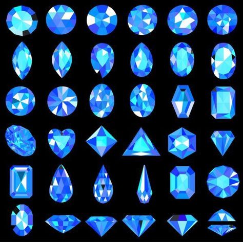 Gem Drawing, Jewel Drawing, Shapes Vector, Diamond Drawing, Jewelry Illustration, Jewelry Design Drawing, Gems Art, Digital Painting Tutorials, Blue Gems