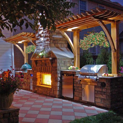 Outdoor Rooms | Kitchens, Grill Islands, Fireplaces Pergolas ... Modern Pergola, Backyard Kitchen, Diy Outdoor Kitchen, Pergola Plans, Outdoor Dining Area, Dream Backyard, Outdoor Bbq, Outdoor Kitchen Design, Outdoor Grill