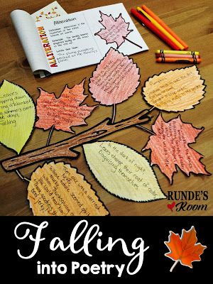 Poetry Crafts, Fall Centers, Poetic Devices, Math Lab, Teacher Projects, 5th Grade Writing, Fall Writing, October Activities, Teaching Holidays