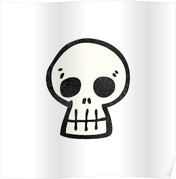 Easy Skull Drawings, Cute Flower Drawing, Cartoon Skull, Simple Skull, Skull Sketch, Skulls Drawing, Cute Funny Cartoons, Graffiti Style Art, Skull Sticker